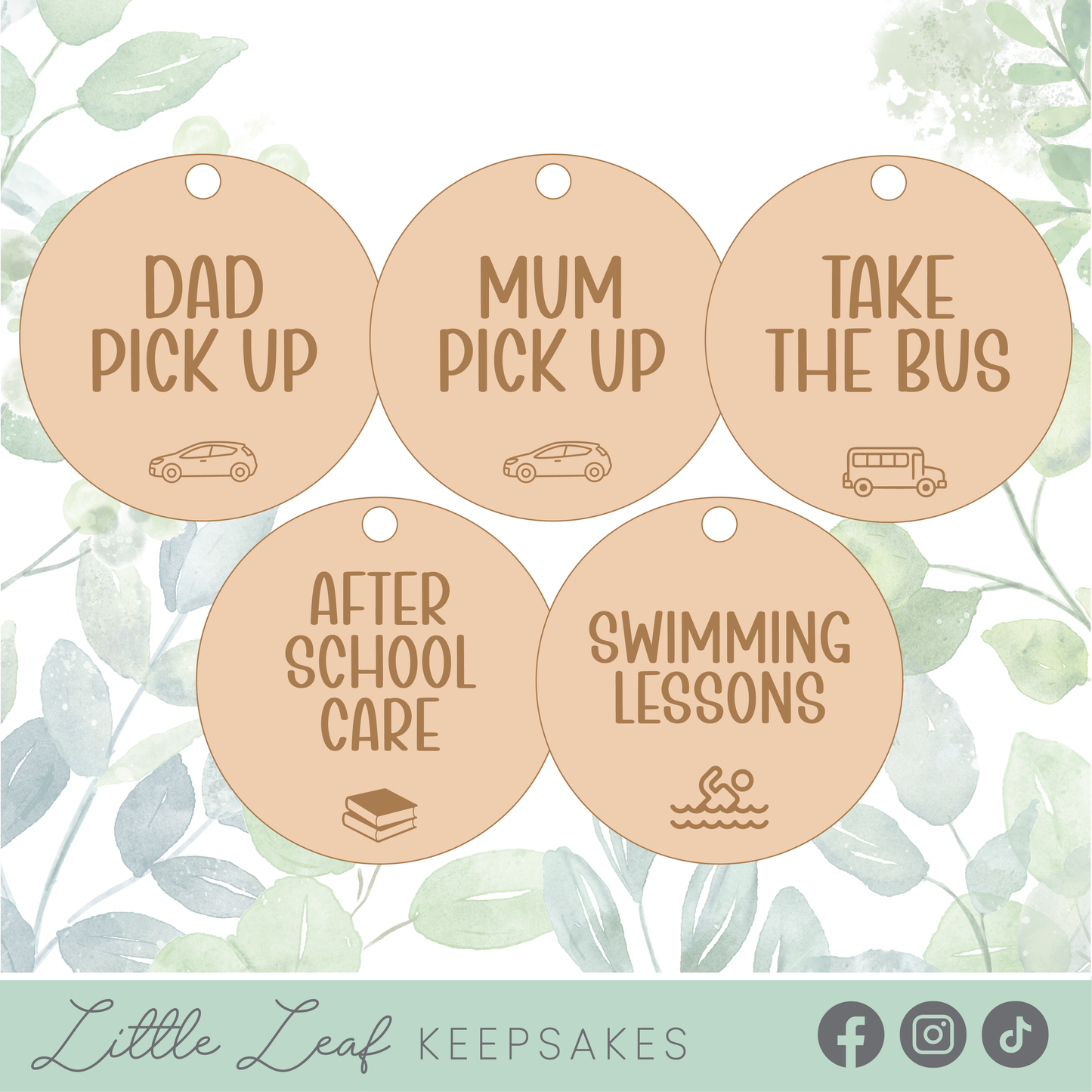 Wooden After School Routine Tags