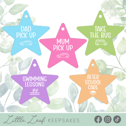 Coloured Acrylic Star After School Routine Tags