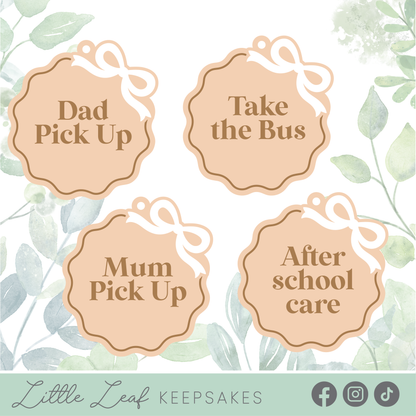Wooden Bow Themed After School Routine Tags