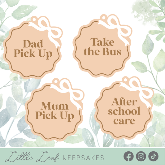 Wooden Bow Themed After School Routine Tags
