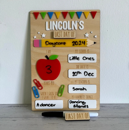 First Day Dry Erase Board - Back to School