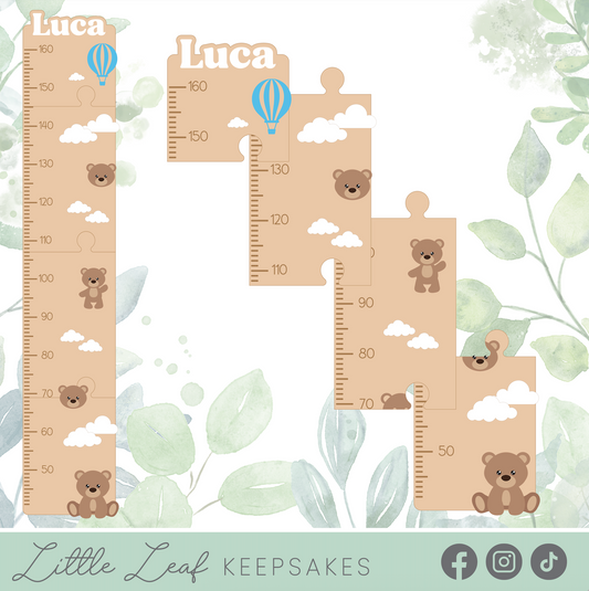 "Up in the Clouds" Personalised Bear & Balloon Growth Chart