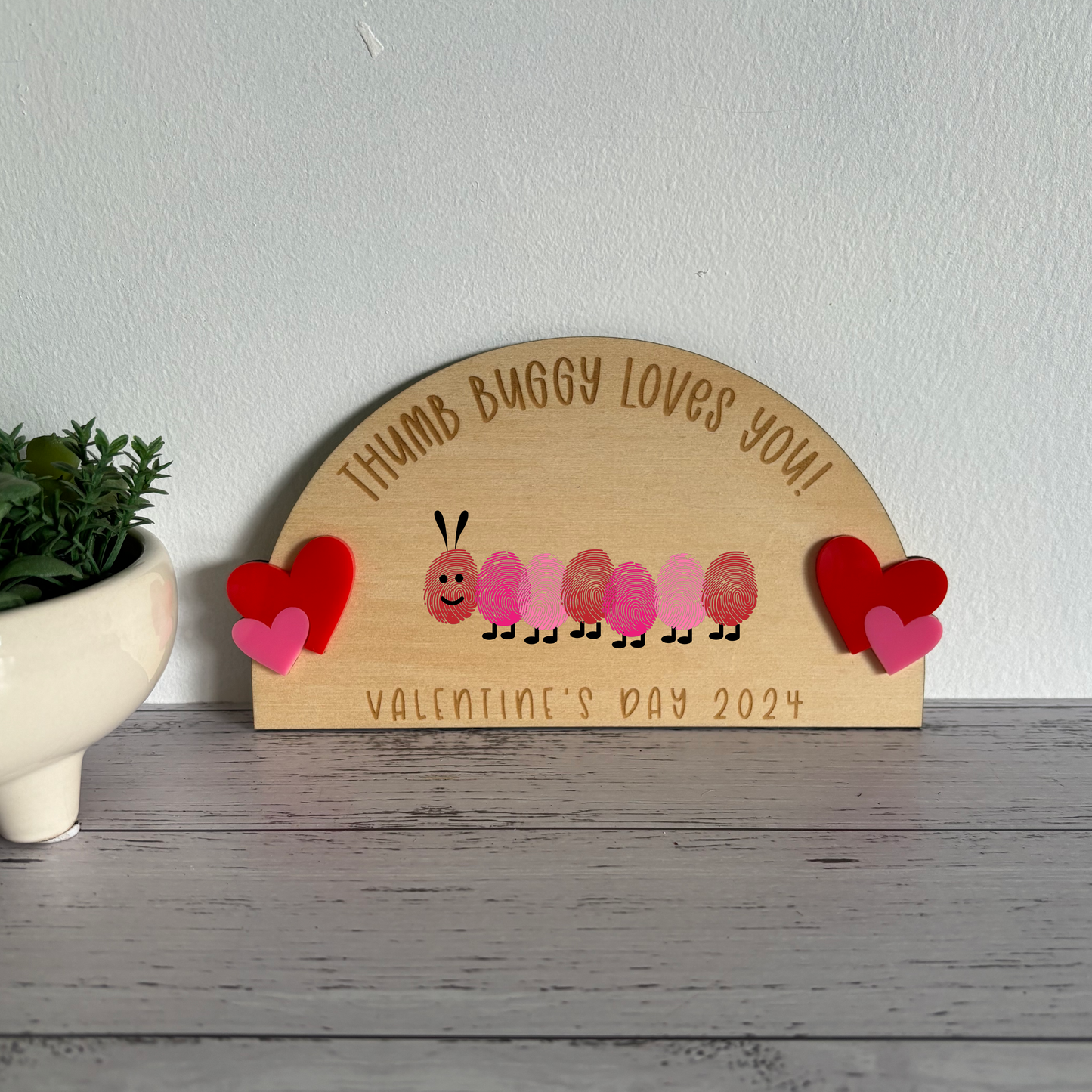 Thumb Buggy Loves You - Valentines Day Thumbprint Board