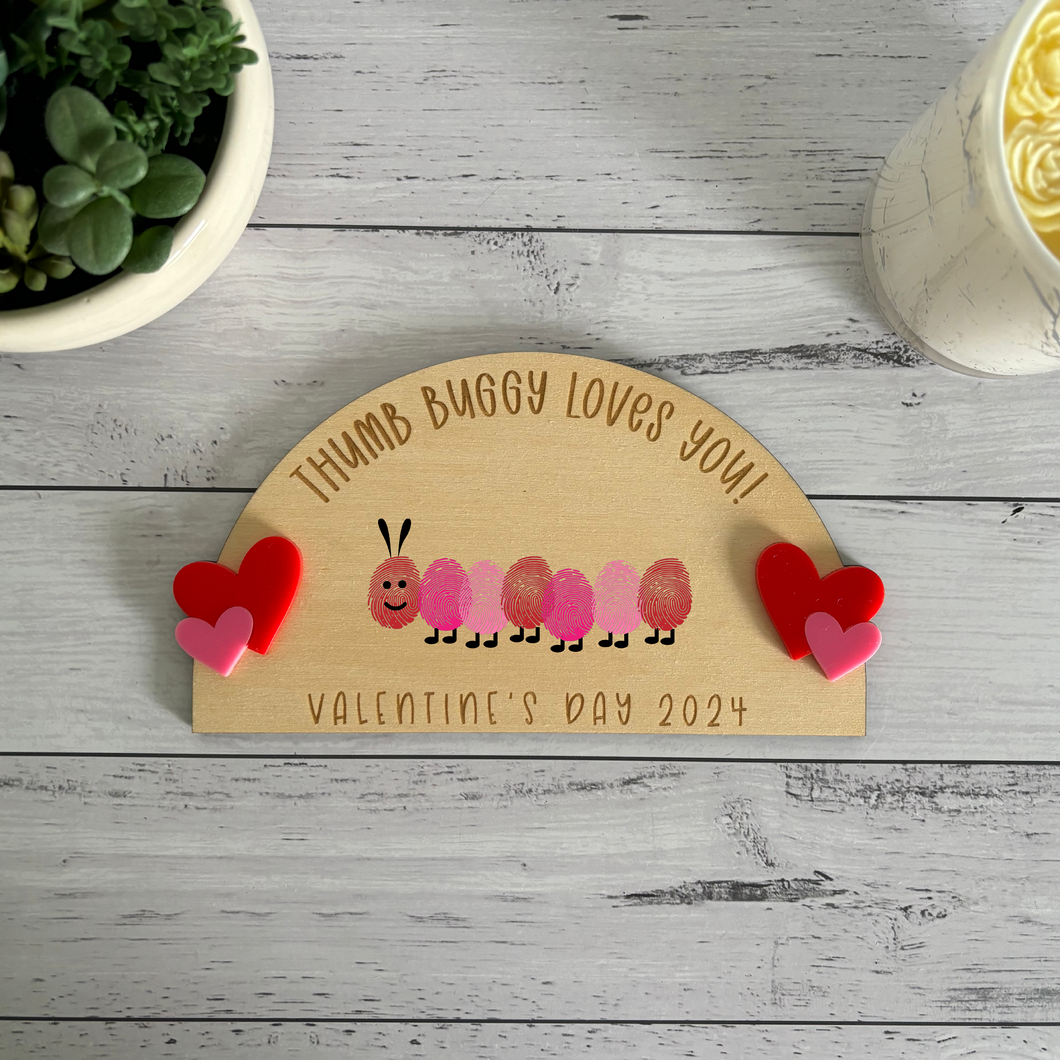 Thumb Buggy Loves You - Valentines Day Thumbprint Board