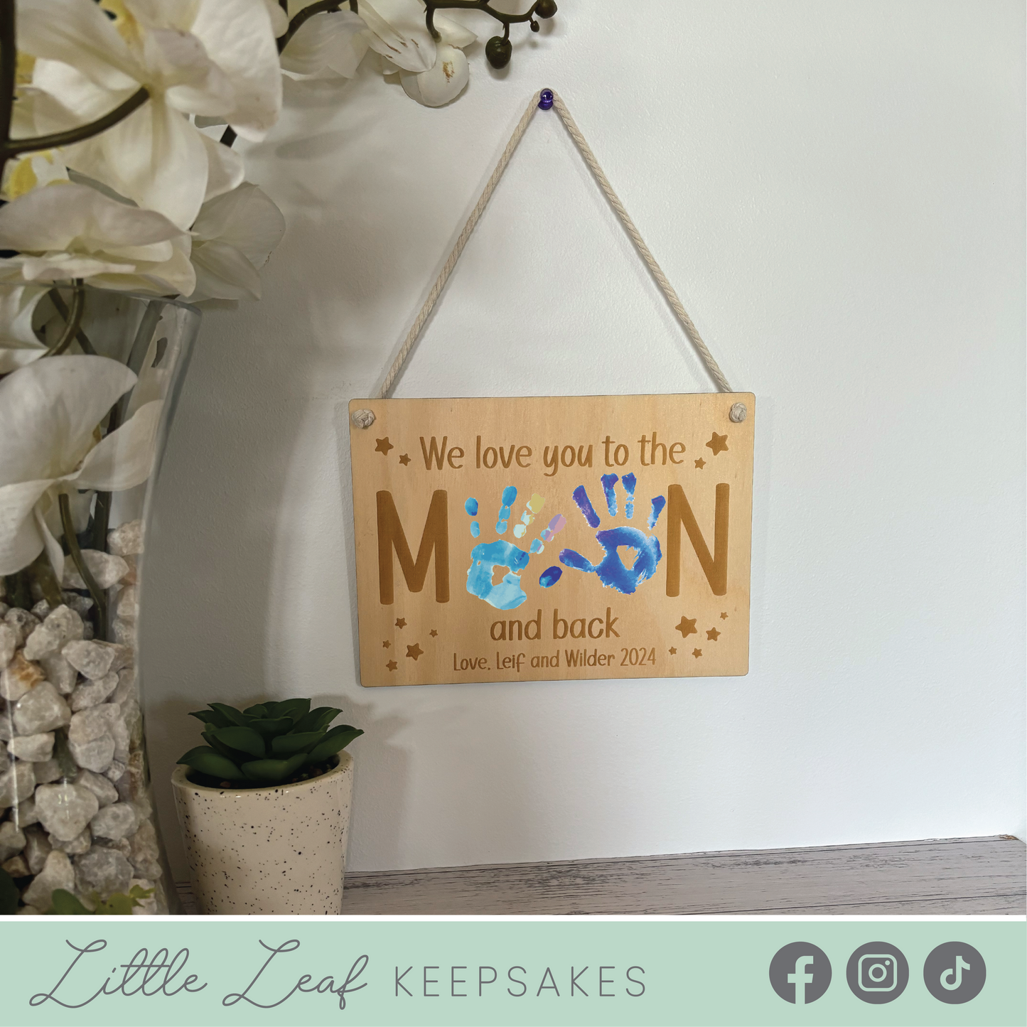 To The Moon And Back Handprint Plaque