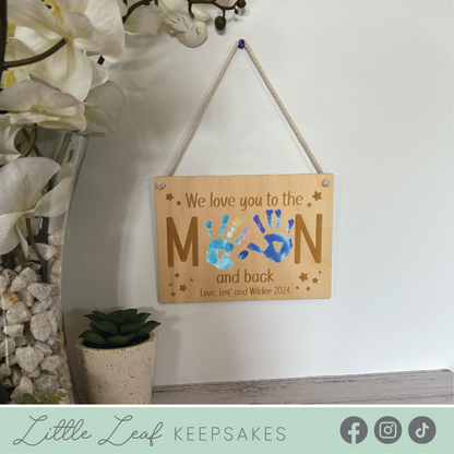 To The Moon And Back Handprint Plaque