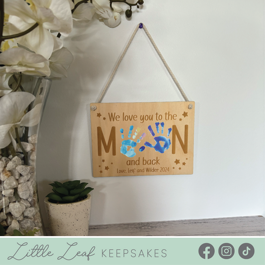 To The Moon And Back Handprint Plaque