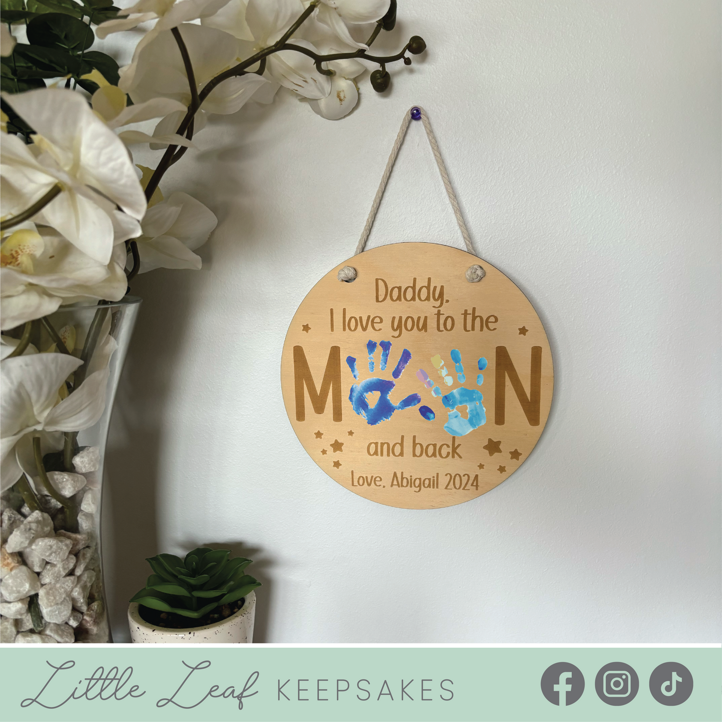 To The Moon And Back Handprint Plaque