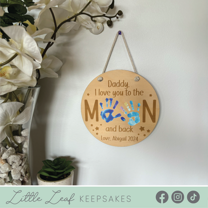 To The Moon And Back Handprint Plaque