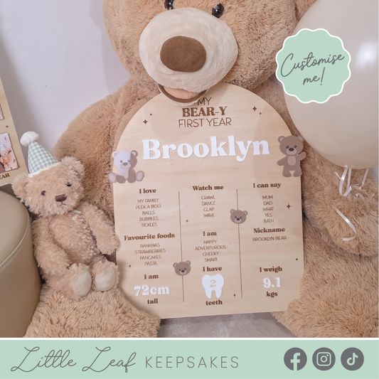 "My Bear-y First Year" Milestone Birthday Board