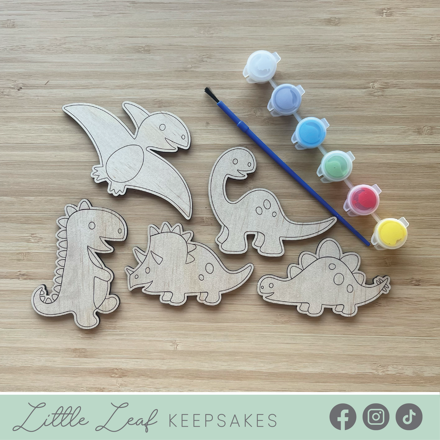 DIY Wooden Painted Dinosaurs