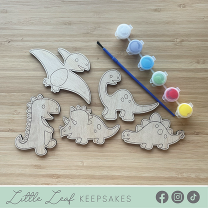 DIY Wooden Painted Dinosaurs