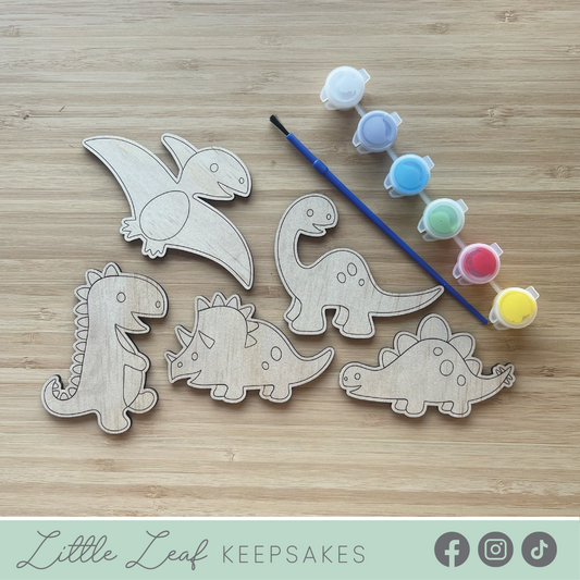DIY Wooden Painted Dinosaurs