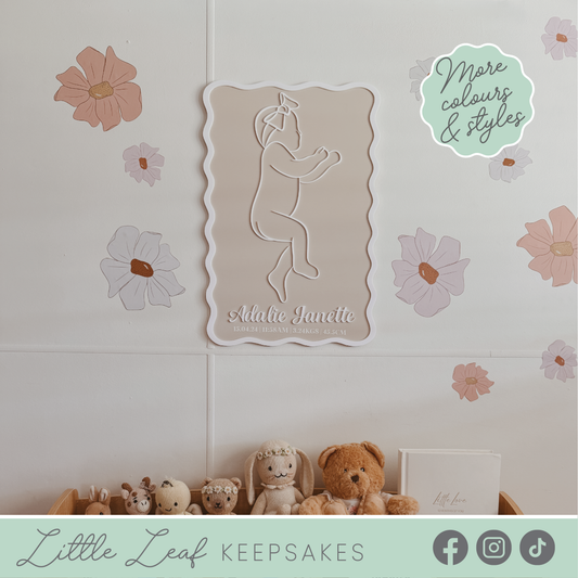 Wavy Acrylic 1:1 Scale Custom Birth Plaque