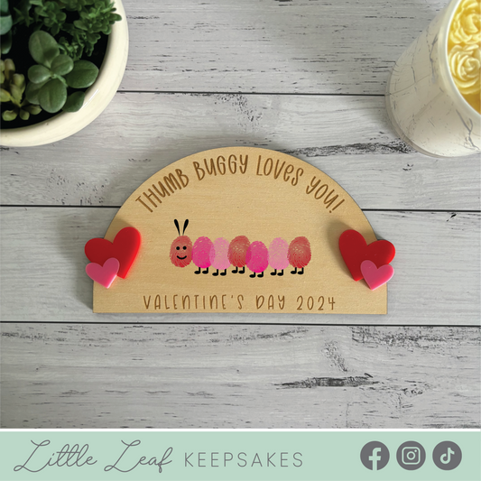 Thumb Buggy Loves You - Valentines Day Thumbprint Board