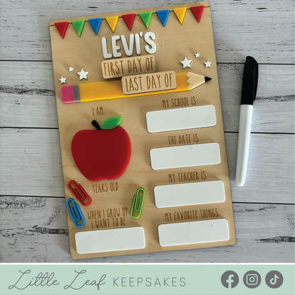 First Day Dry Erase Board - Back to School