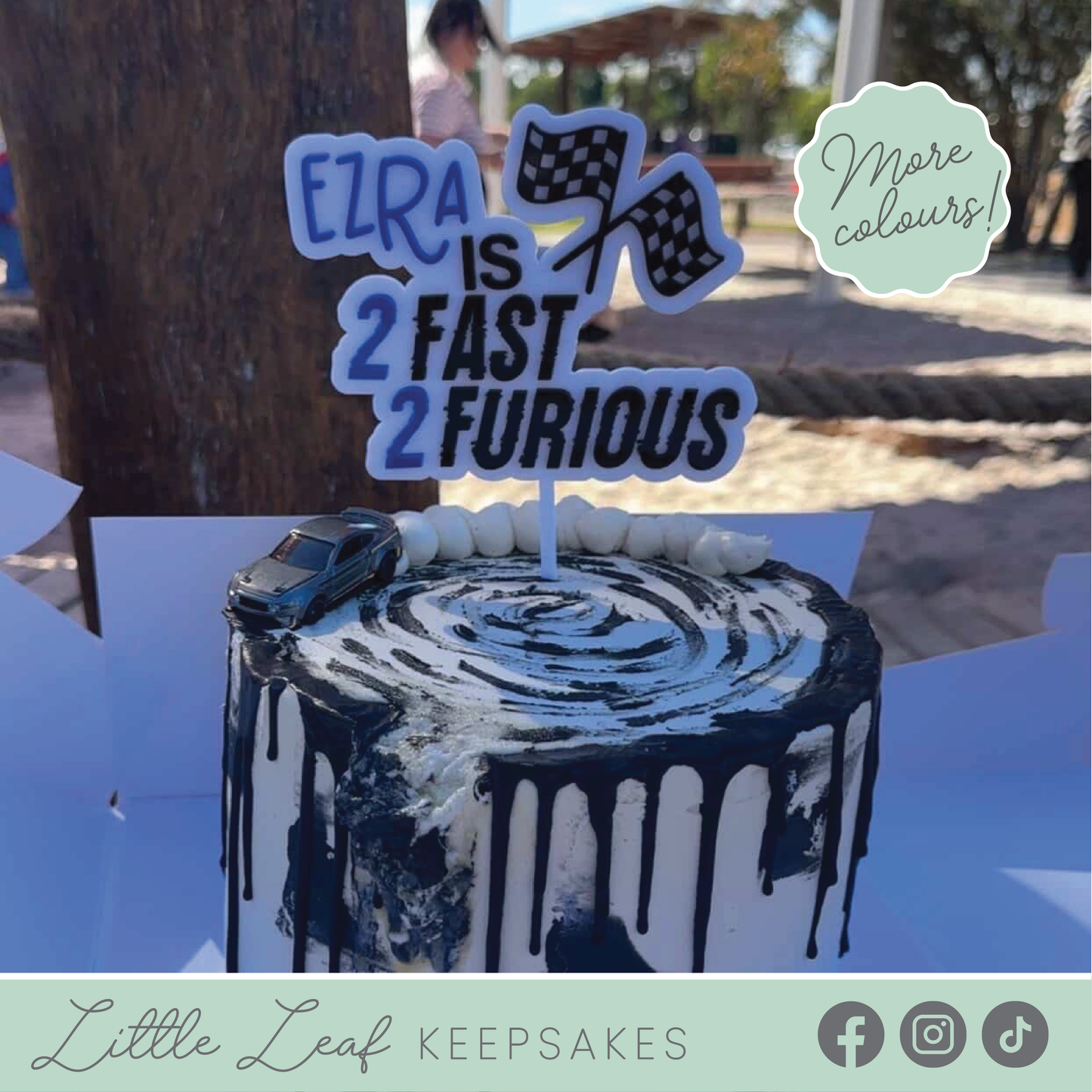"Two Fast" Racing Theme Custom Cake Topper