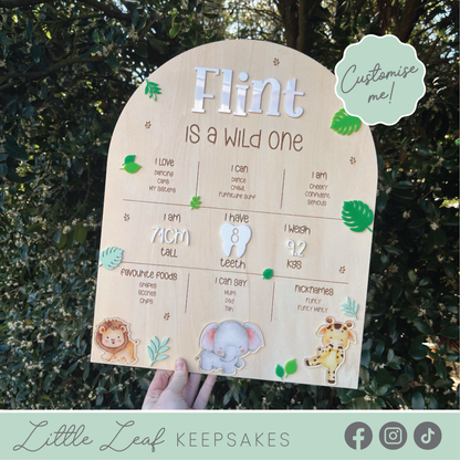 Wooden Wild One Birthday Milestone Board