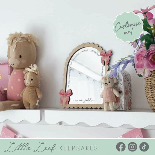Scalloped Bow Themed Affirmation Mirror