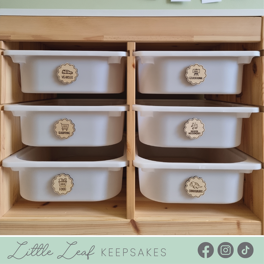 5cm Toy Storage Tags - Wooden Scalloped