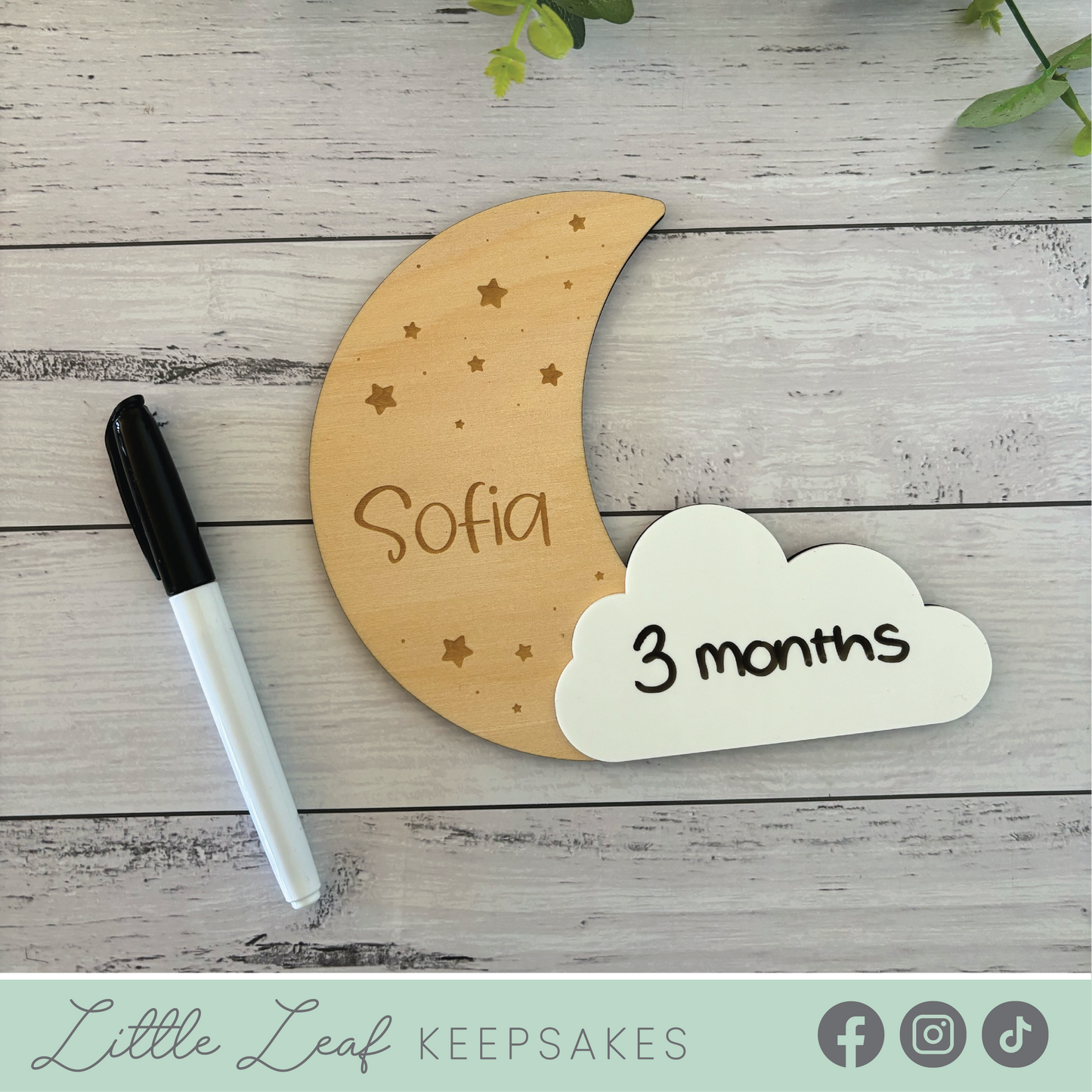 Moon and Cloud Themed Children's Milestone Counter