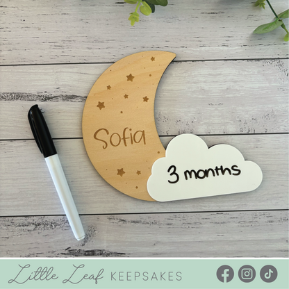 Moon and Cloud Themed Children's Milestone Counter