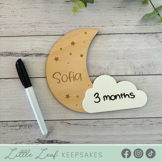 Moon and Cloud Themed Children's Milestone Counter