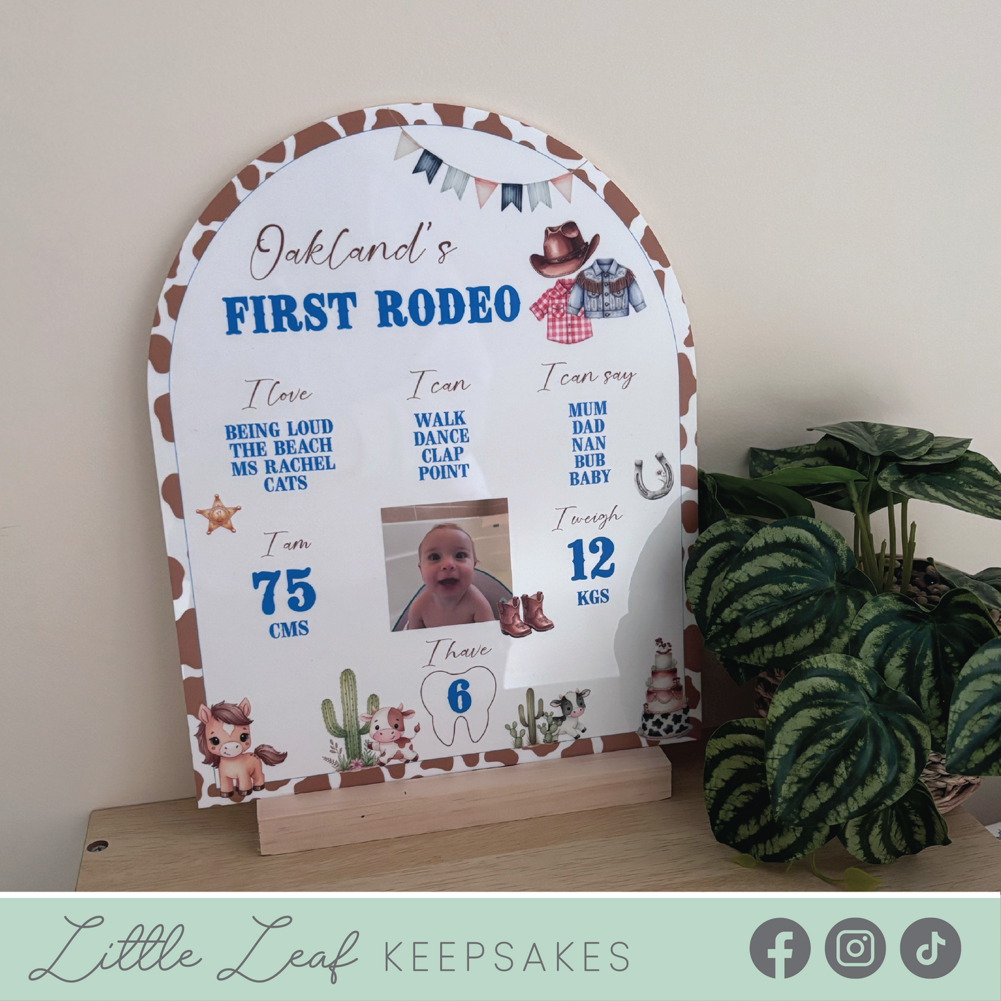 Customisable First Rodeo Birthday Milestone Board