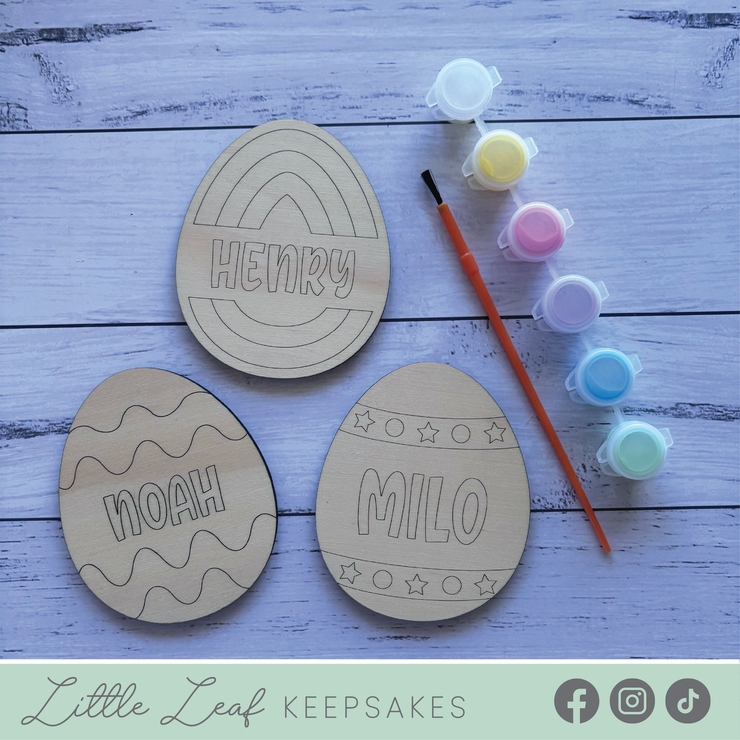 DIY Kids Personalised Wooden Easter Egg Painting Set