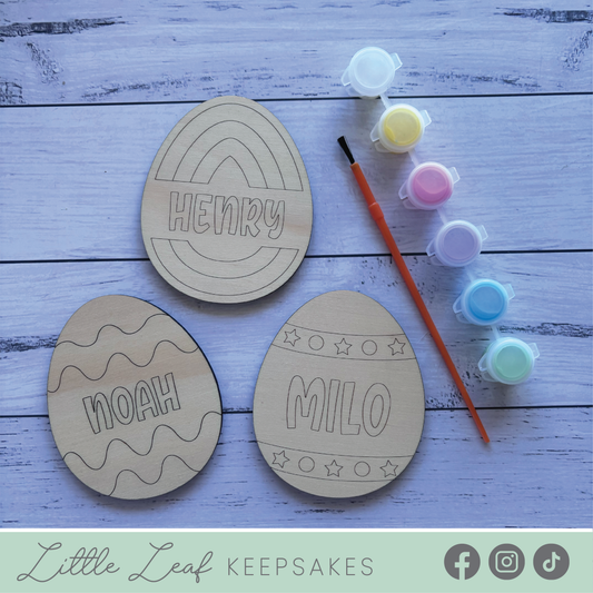 DIY Kids Personalised Wooden Easter Egg Painting Set