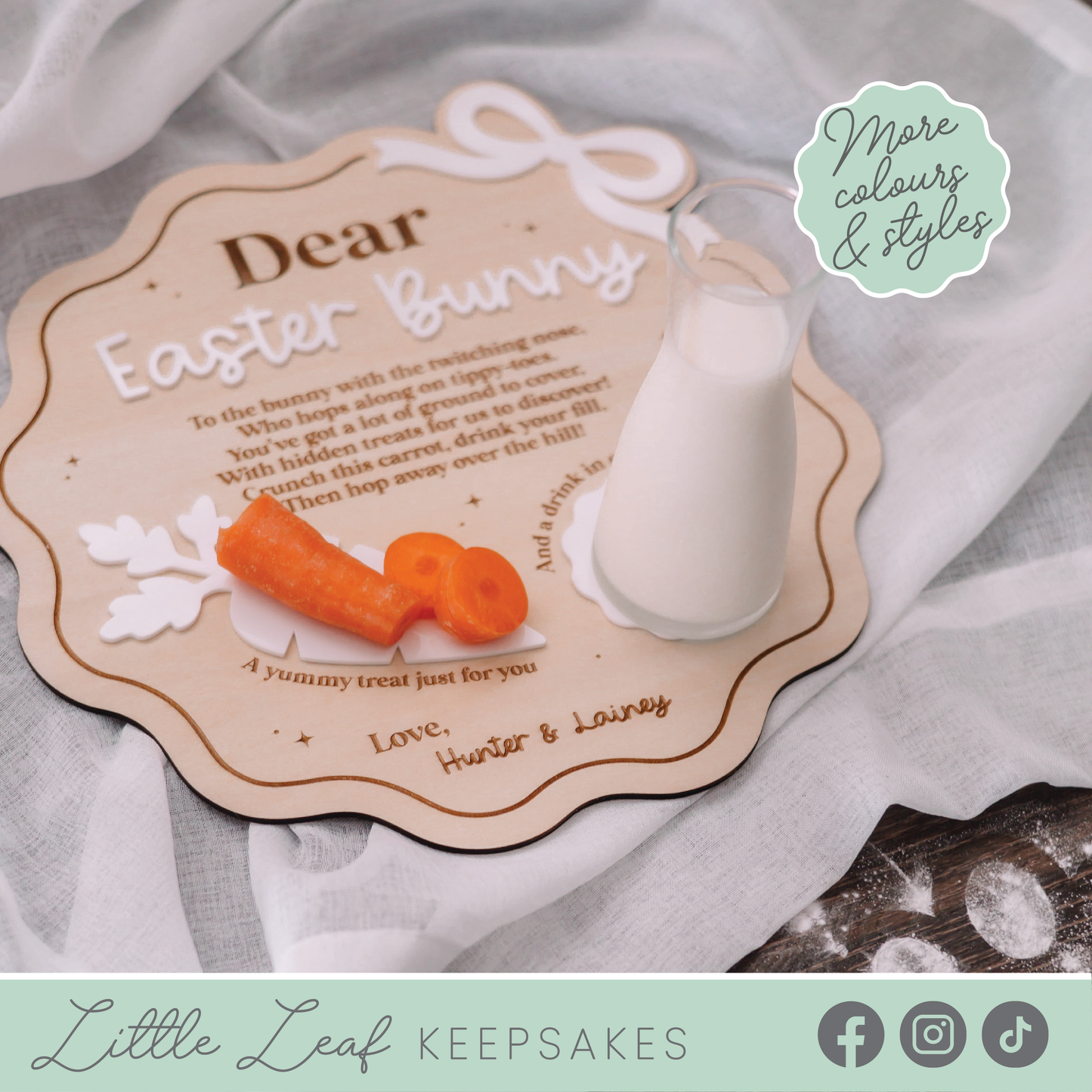 Bow Themed Scalloped Easter Bunny Snack Tray