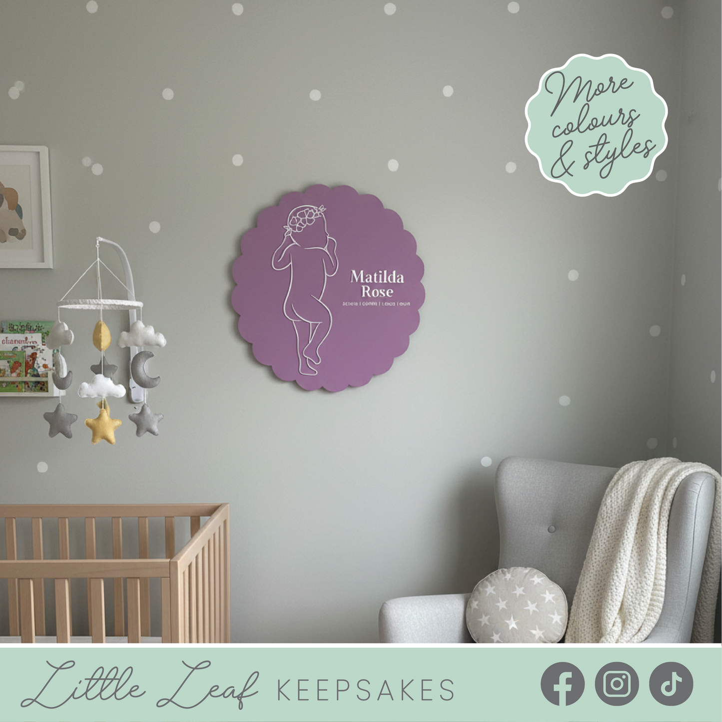 1:1 Scale Scalloped Baby Birth Plaque