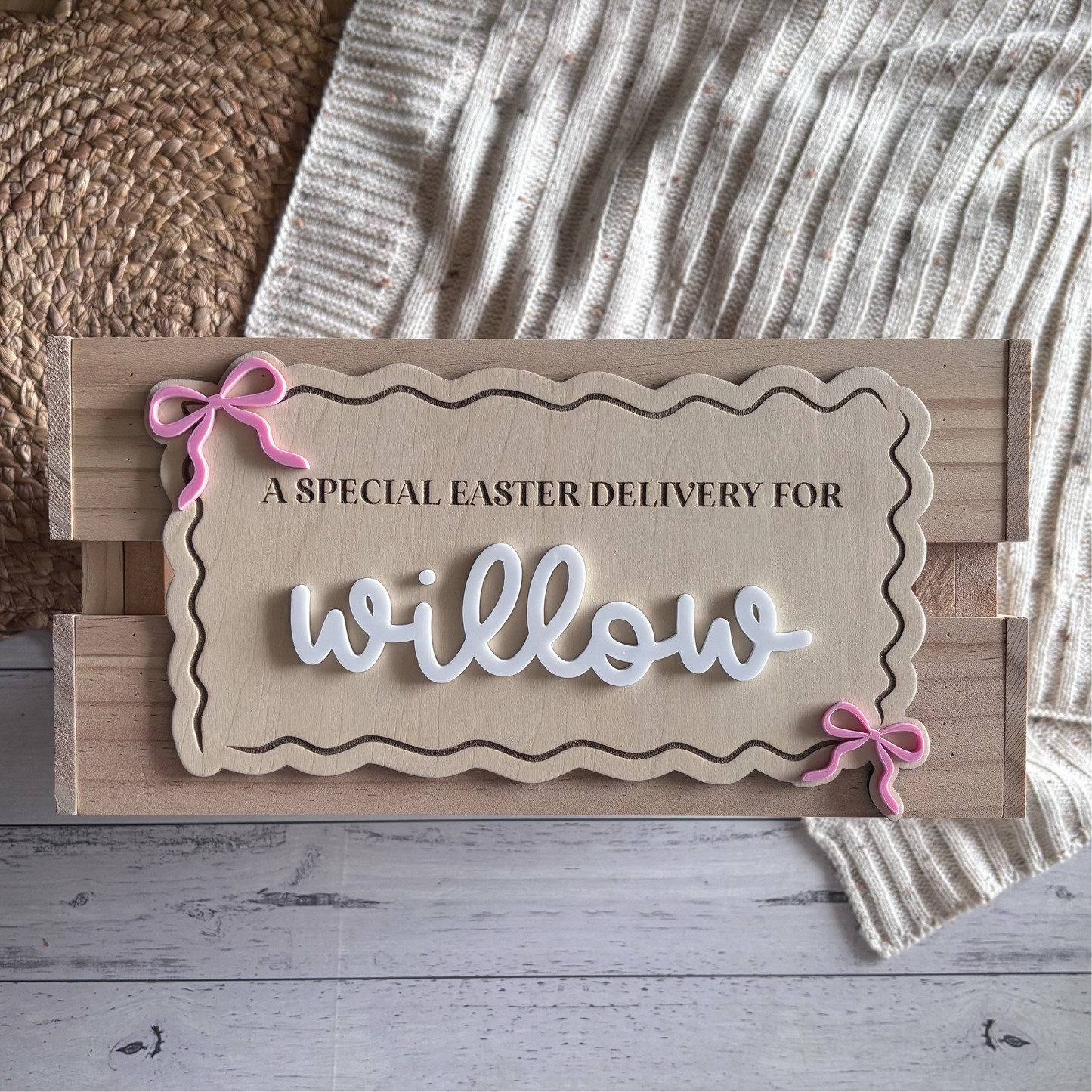 Wavy Bow Themed Easter Crates & Plaques