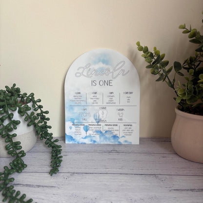 Hot Air Balloon 1st Birthday Milestone Board