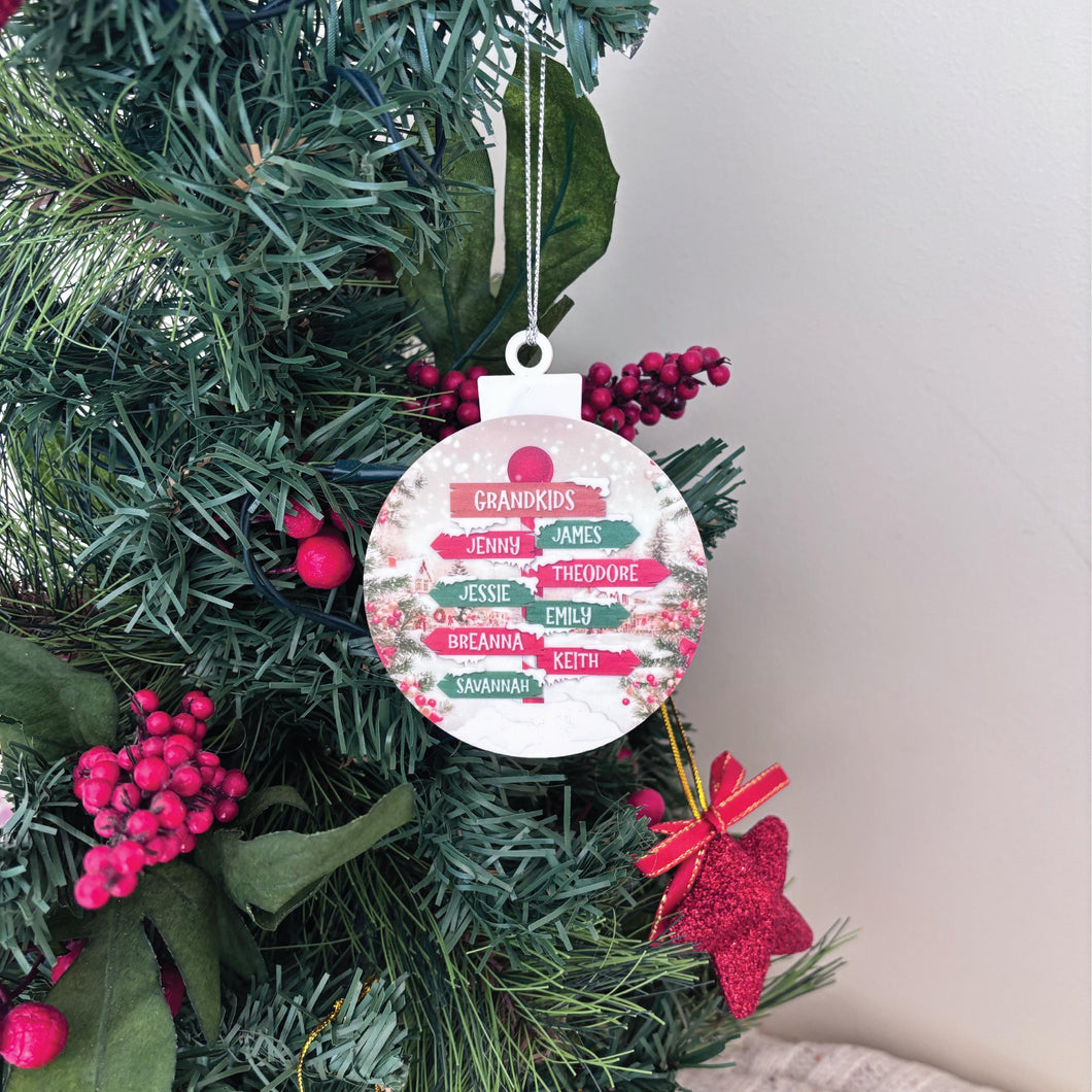Personalised North Pole Sign Christmas Ornament