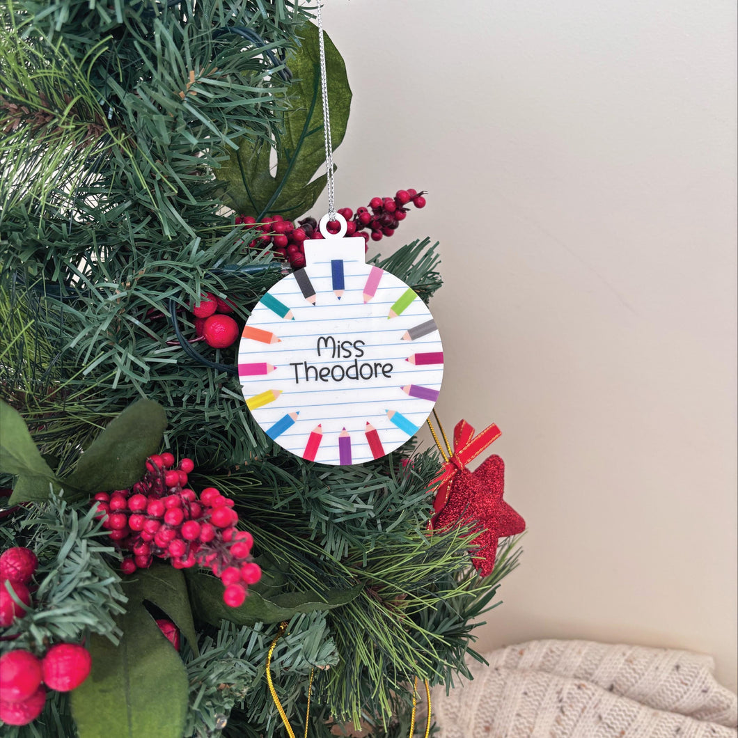 Personalised Teacher Christmas Ornament