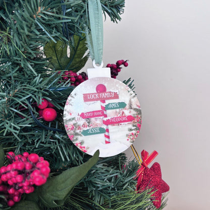 Personalised North Pole Sign Christmas Ornament