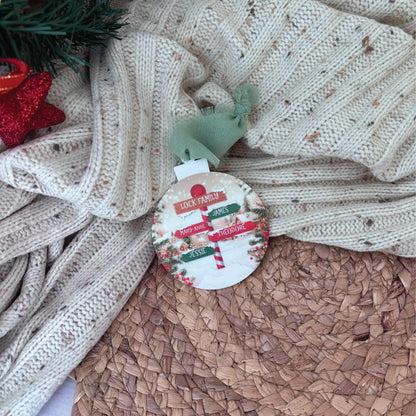 Personalised North Pole Sign Christmas Ornament