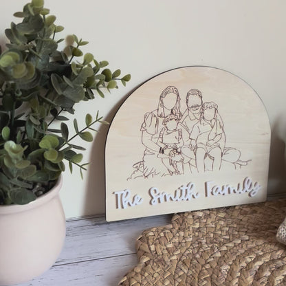 Custom Engraved Wooden Line Art Plaque