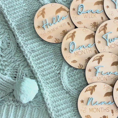 Under the Sea Wooden Baby Milestone Discs