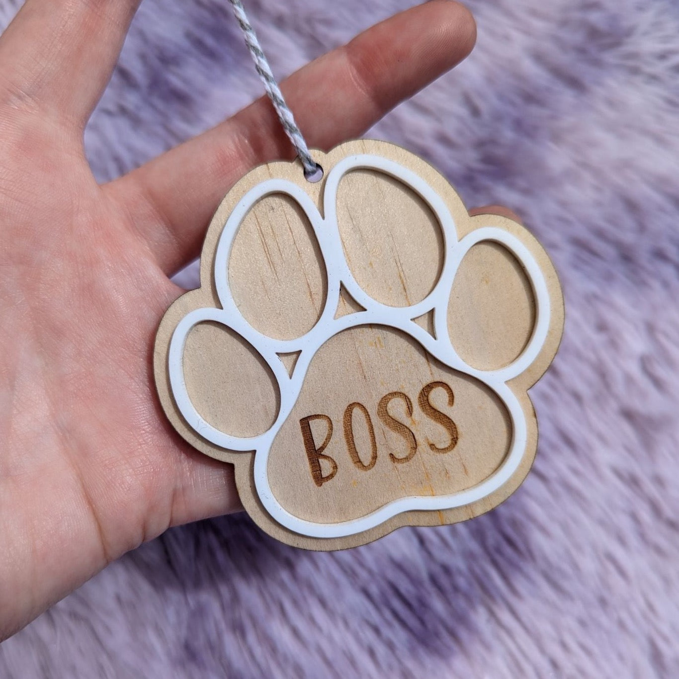 Wooden Paw Print Ornament