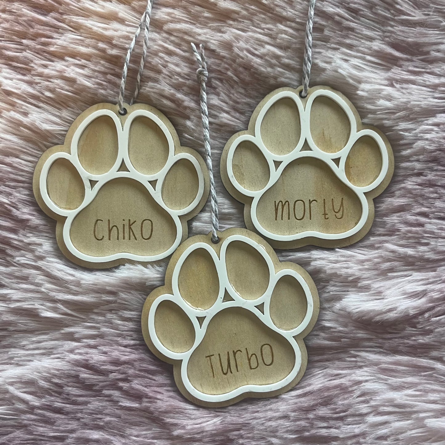 Wooden Paw Print Ornament