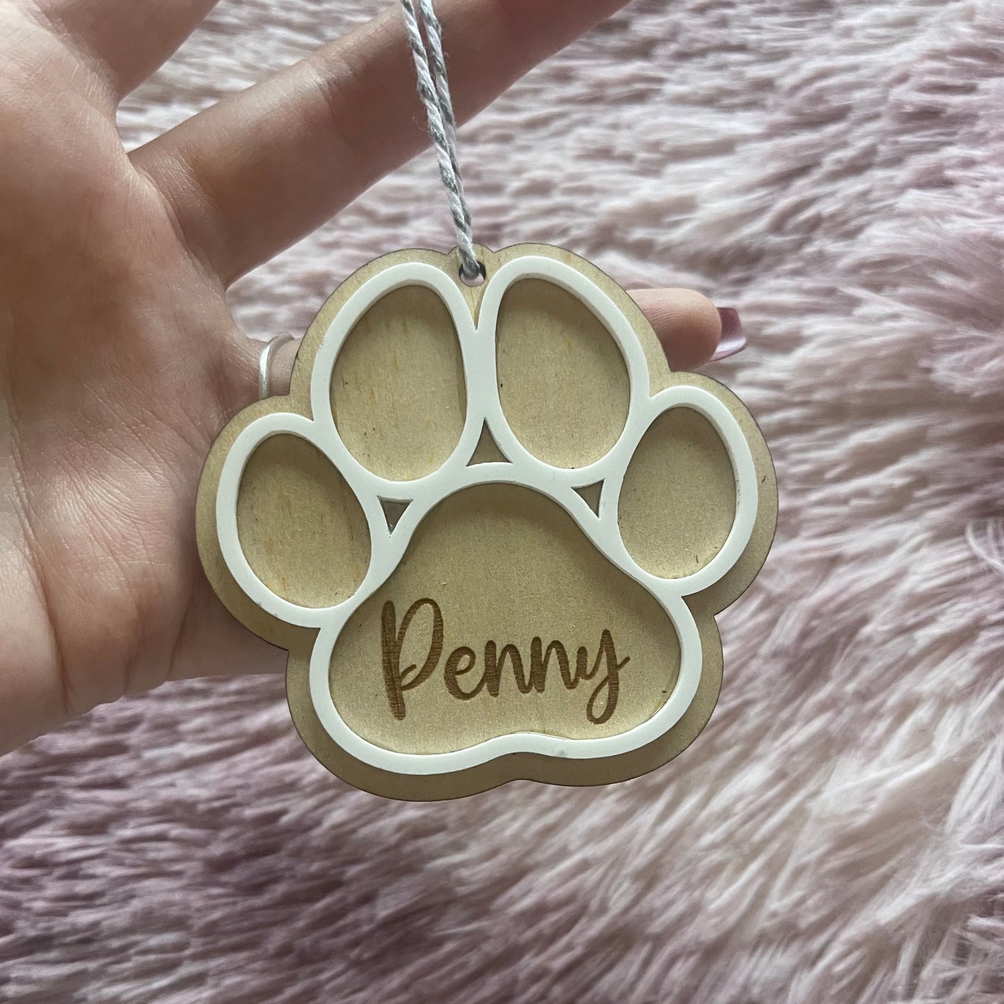 Wooden Paw Print Ornament