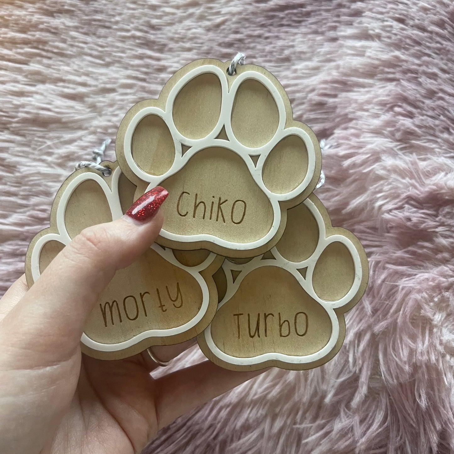 Wooden Paw Print Ornament