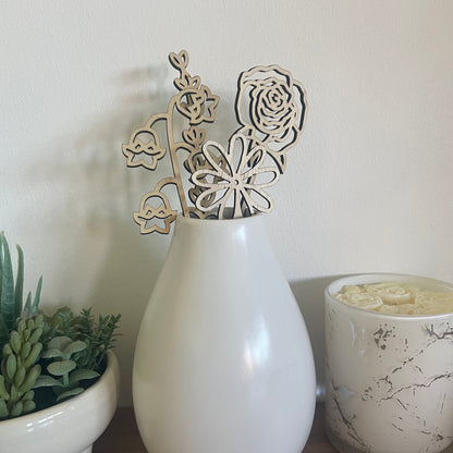 Custom Wooden Birth Month Flower Bouquets