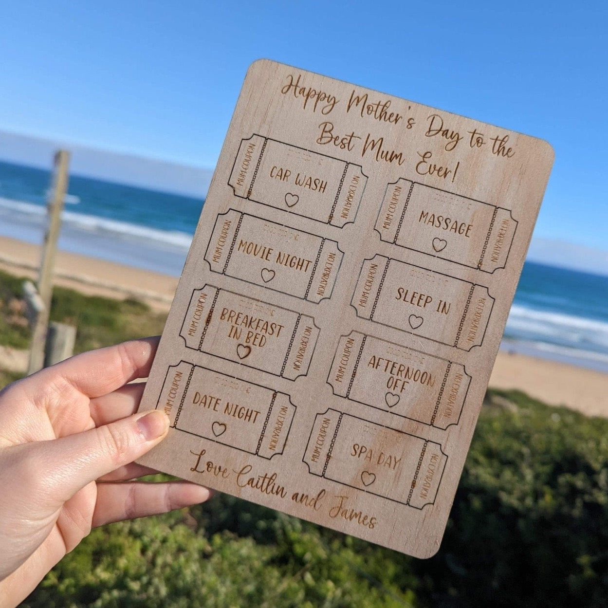 Mother's Day Pop Out Wooden Coupons