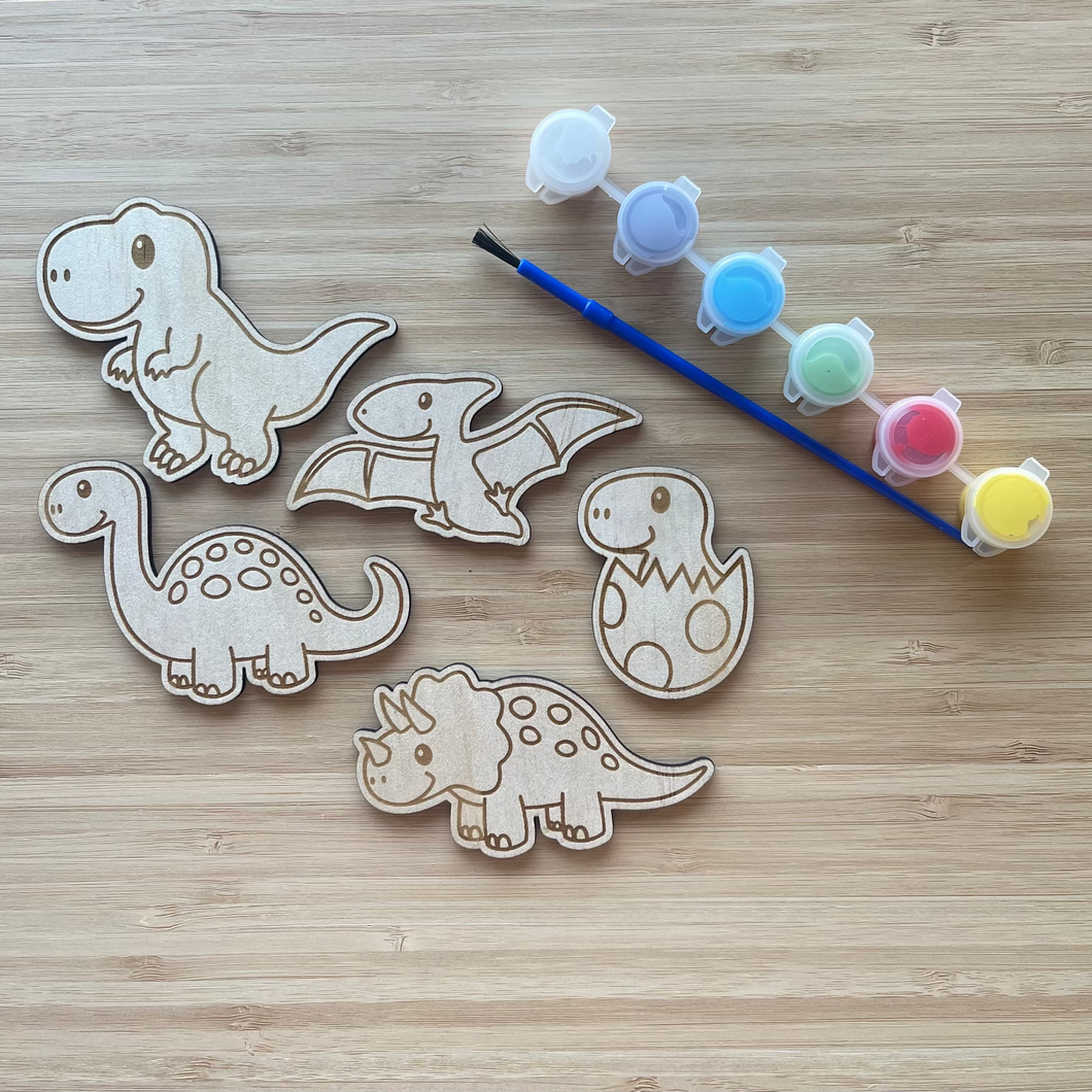 DIY Wooden Painted Dinosaurs