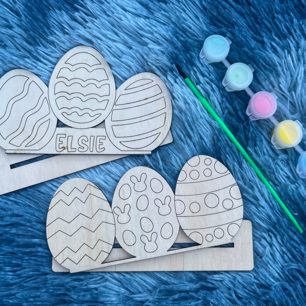 3D DIY Kids Wooden Easter Egg Painting