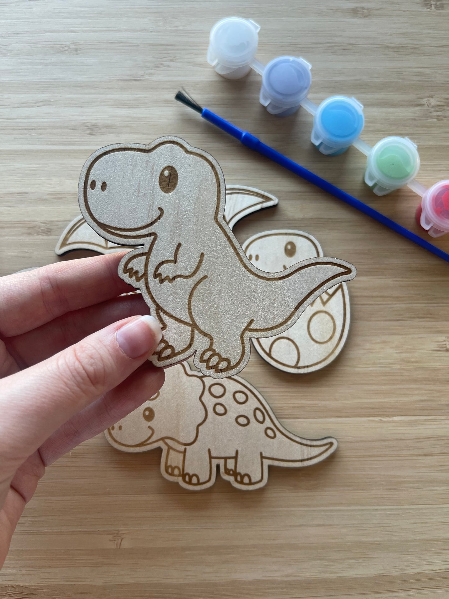 DIY Wooden Painted Dinosaurs
