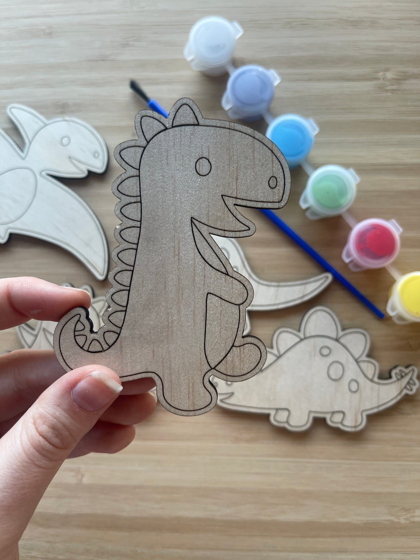 DIY Wooden Painted Dinosaurs